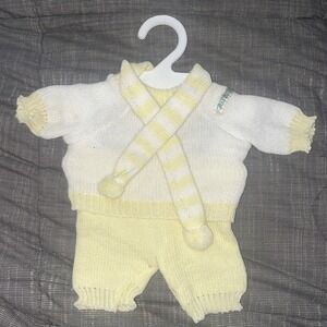 Vintage Cabbage Patch Kids Yellow White Pants Sweater Scarf w/ Original Hanger
